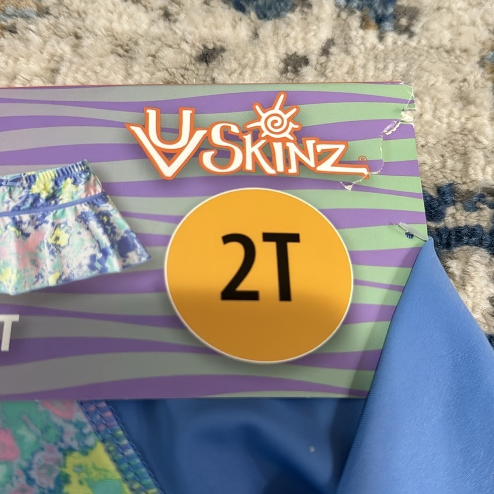 UV SKINZ UPF 50+ Girls 3-Piece Swim Set | (2T, Blue Tie-Dye Turtle) - Picture 7 of 9